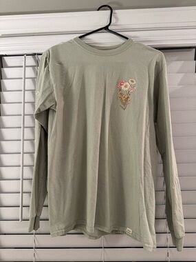Simply Southern Sage Green Tee with Subtle Floral Accent